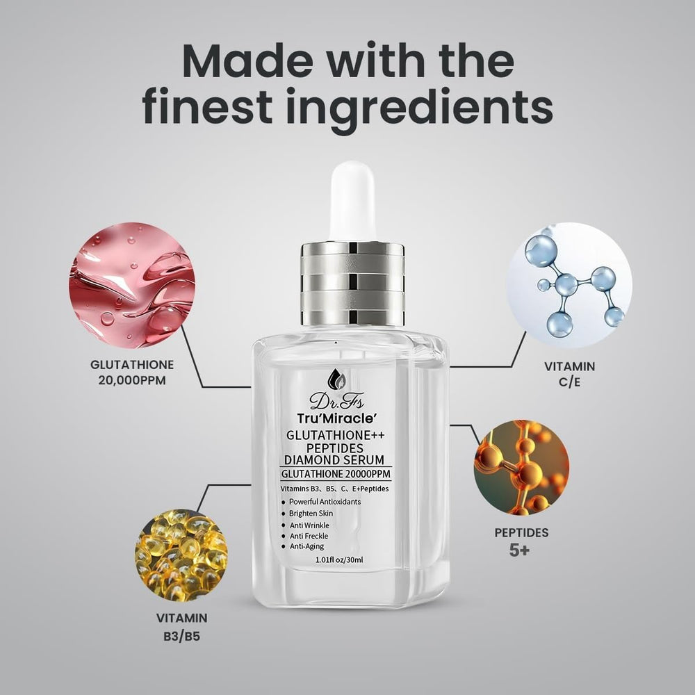 DR.FS Tru' Miracle Glutathione Serum on clean face demonstrating even application