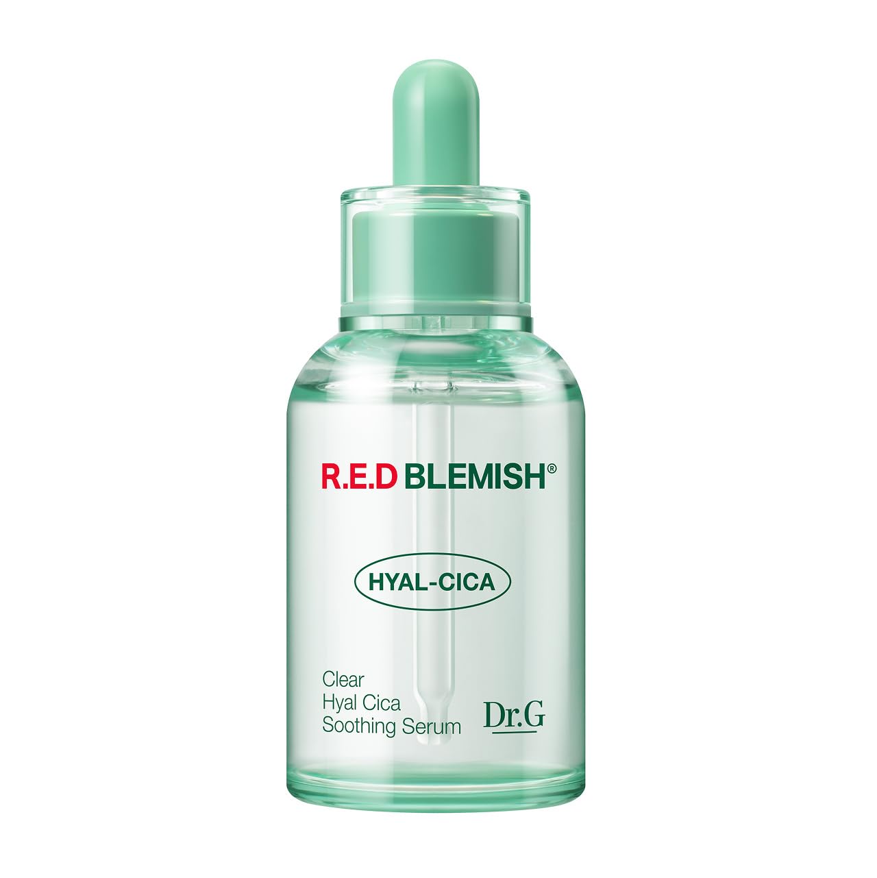 Dr. G R.E.D. Blemish Clear Hyal-Cica Serum bottle showing lightweight hydration for all skin types