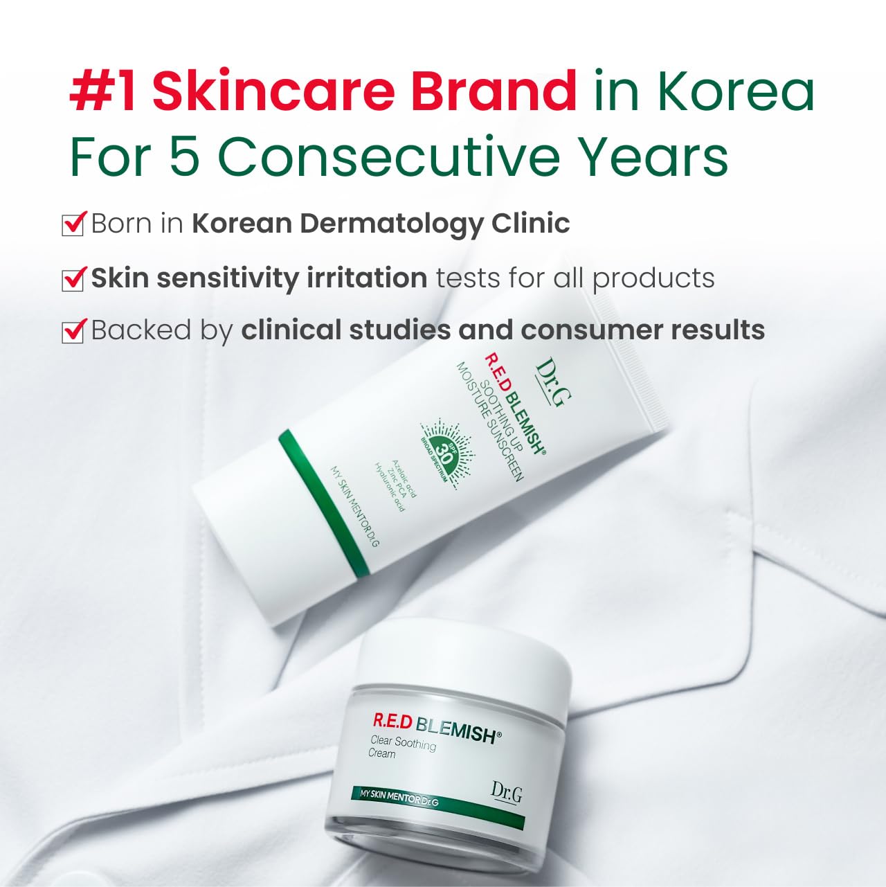 Dr. G packaging box communicates premium Korean skincare and lasting hydration