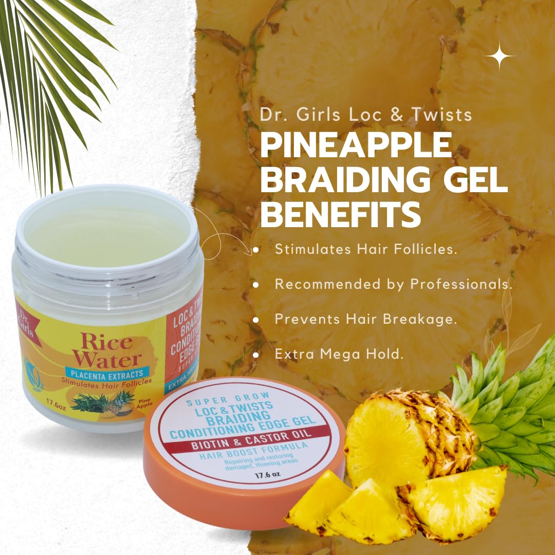 Dr. Girls Braiding Edge Gel pineapple scent provides refreshing fragrance during styling.