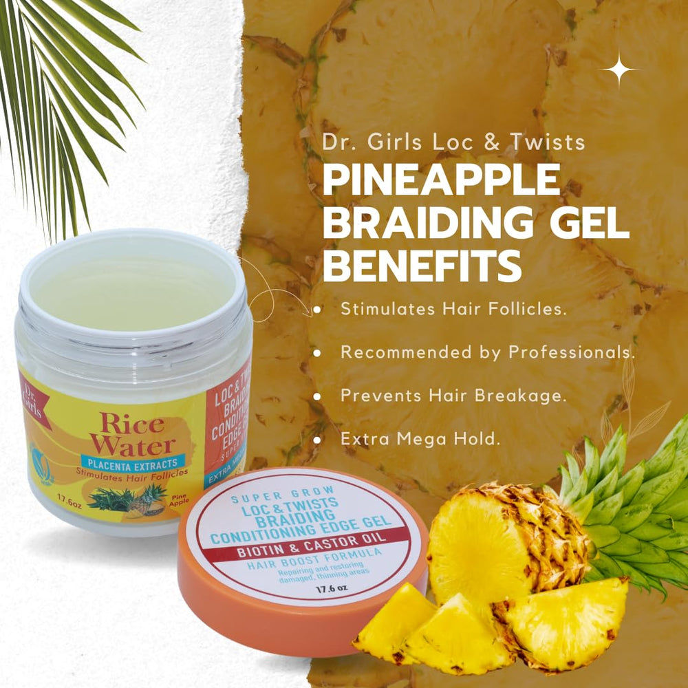 Dr. Girls Braiding Edge Gel pineapple scent provides refreshing fragrance during styling.