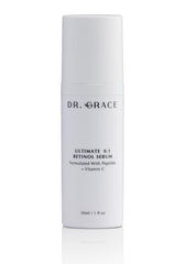 Dr. Grace Ultimate Retinol Serum bottle close-up for night-time skincare.