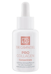 Dr. Grandel Pro Collagen concentrate bottle highlights quick absorption for smoother skin.