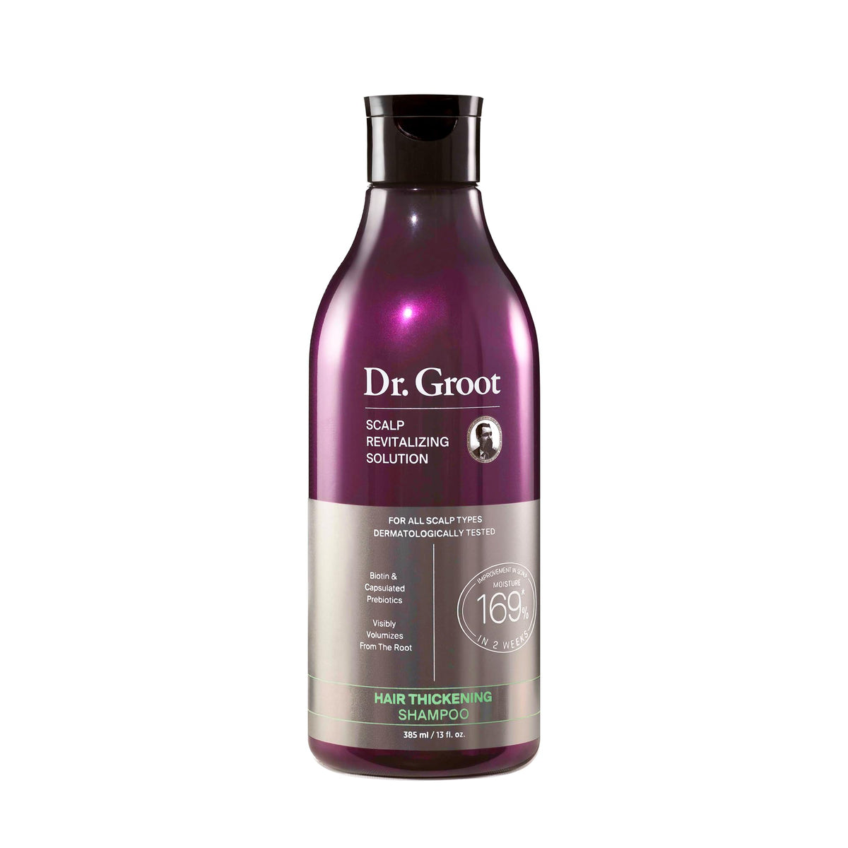 Dr. Groot front packaging showing bottle and benefits for fuller hair