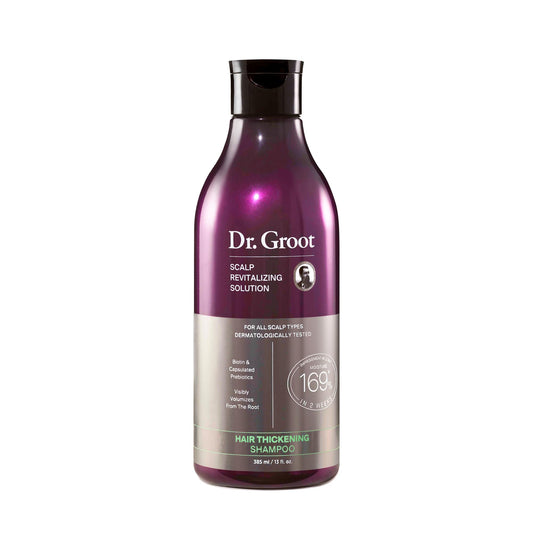 Dr. Groot front packaging showing bottle and benefits for fuller hair