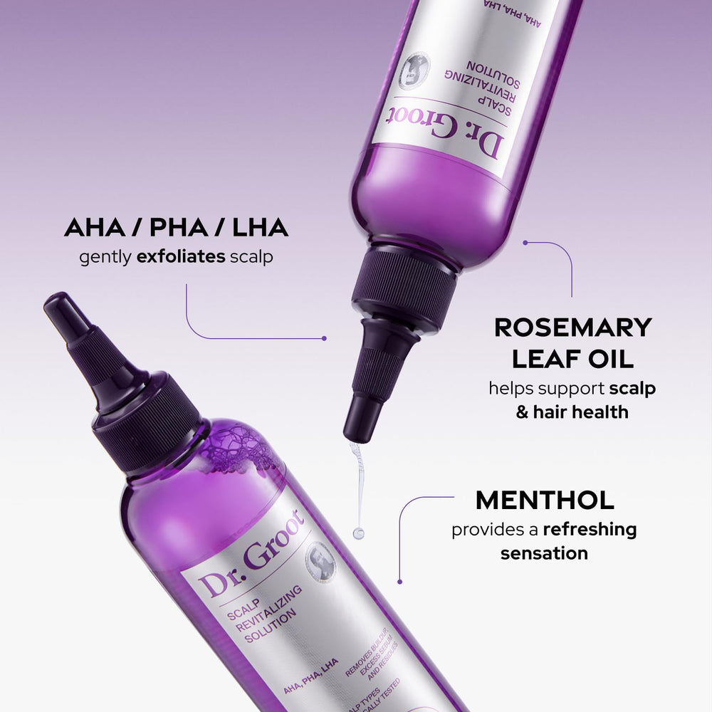 Dr. Groot Hair Thickening regimen close-up suggests potential support for fuller-looking hair