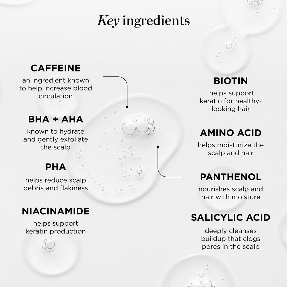 Dr. Groot panthenol niacinamide caffeine formula detail on bottle.