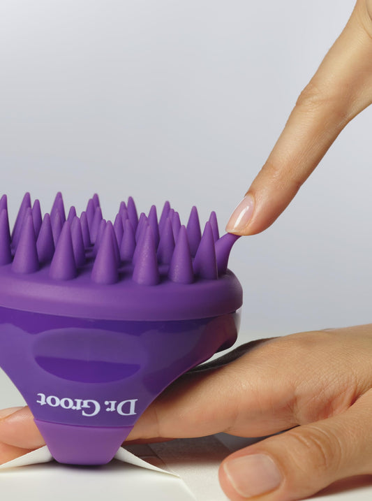 Dr. Groot close-up of silicone bristles, gentle exfoliation benefit