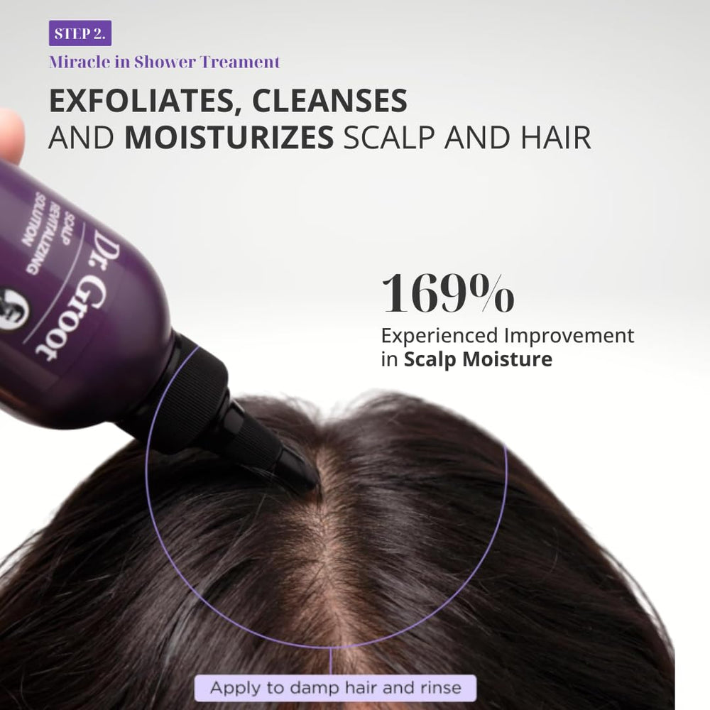 Dr. Groot three products arranged in shower illustrating complete ritual benefit