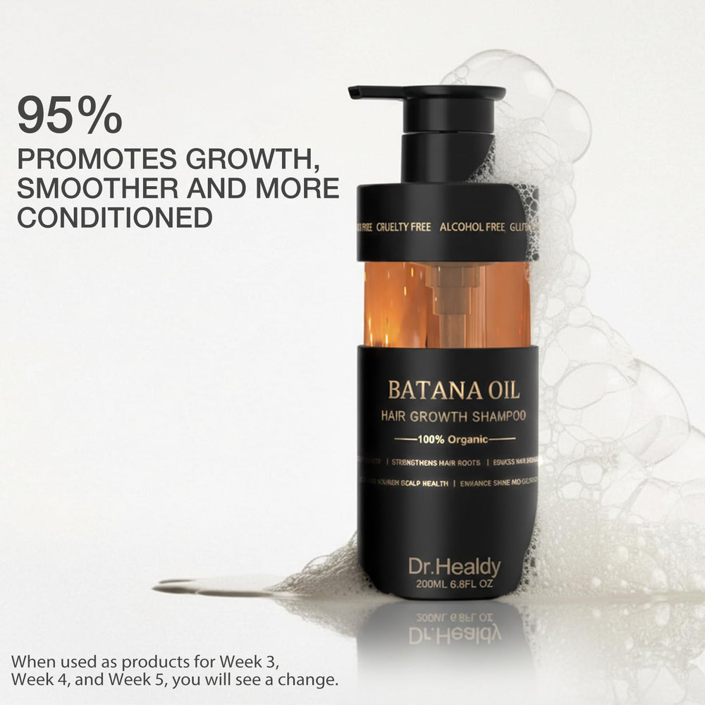 Dr. Healdy Batana Oil Conditioner close-up reveals detangling ease and manageability.