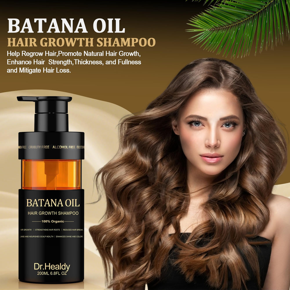 Dr. Healdy Batana Oil Shampoo pour demonstrates daily cleansing and scalp refresh