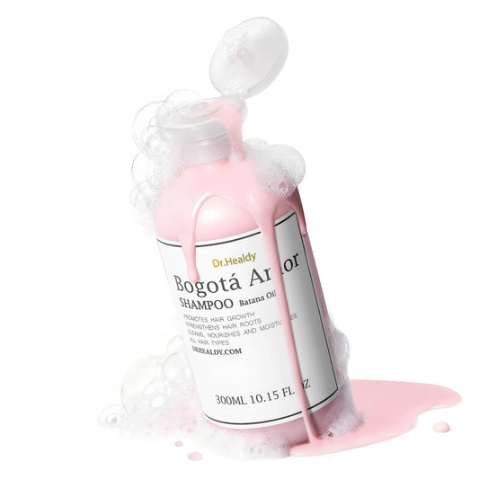 Dr. Healdy hair-thickening shampoo highlighting Batana Oil for fuller strands.