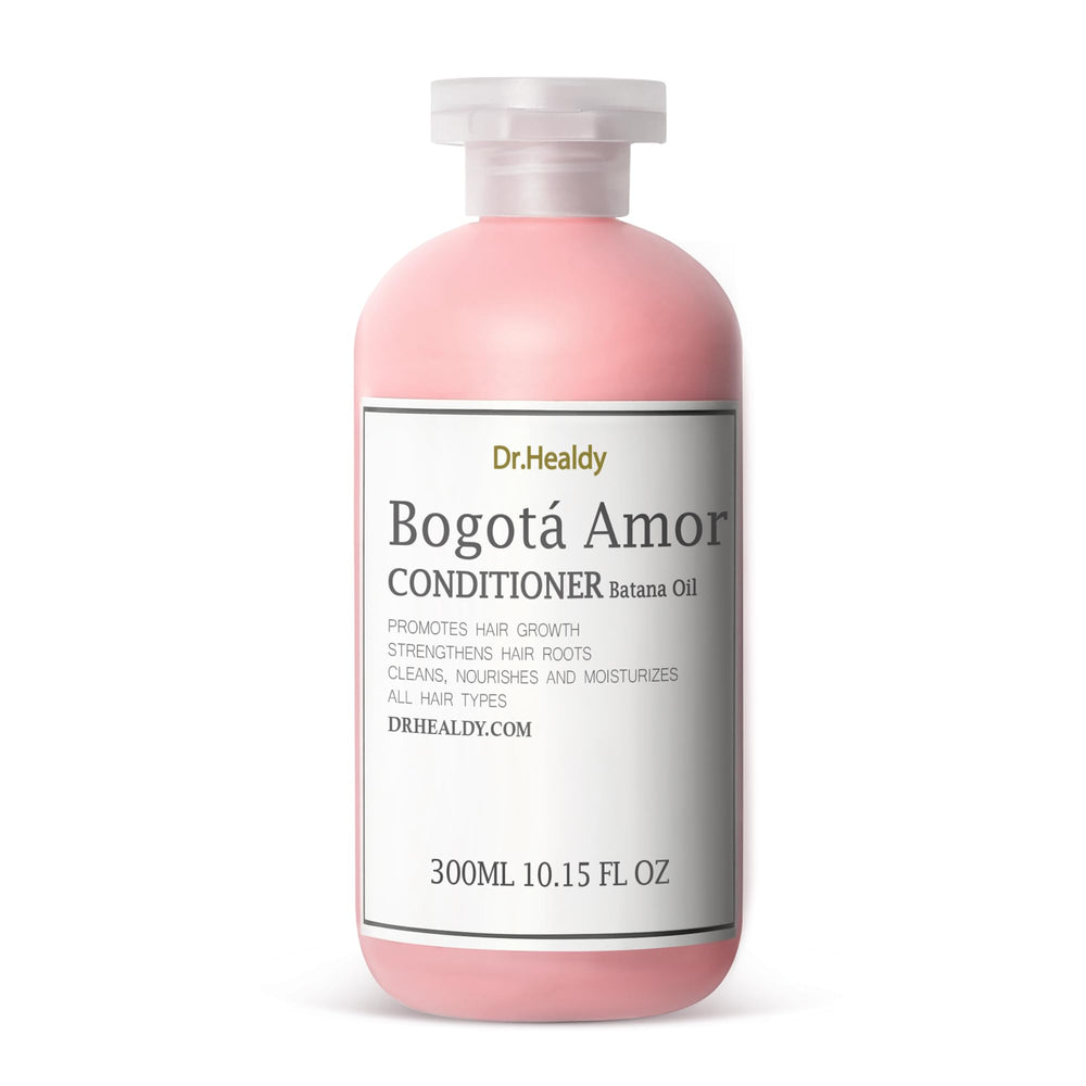 Bogota Amor logo on Dr. Healdy conditioner packaging highlights natural origins.