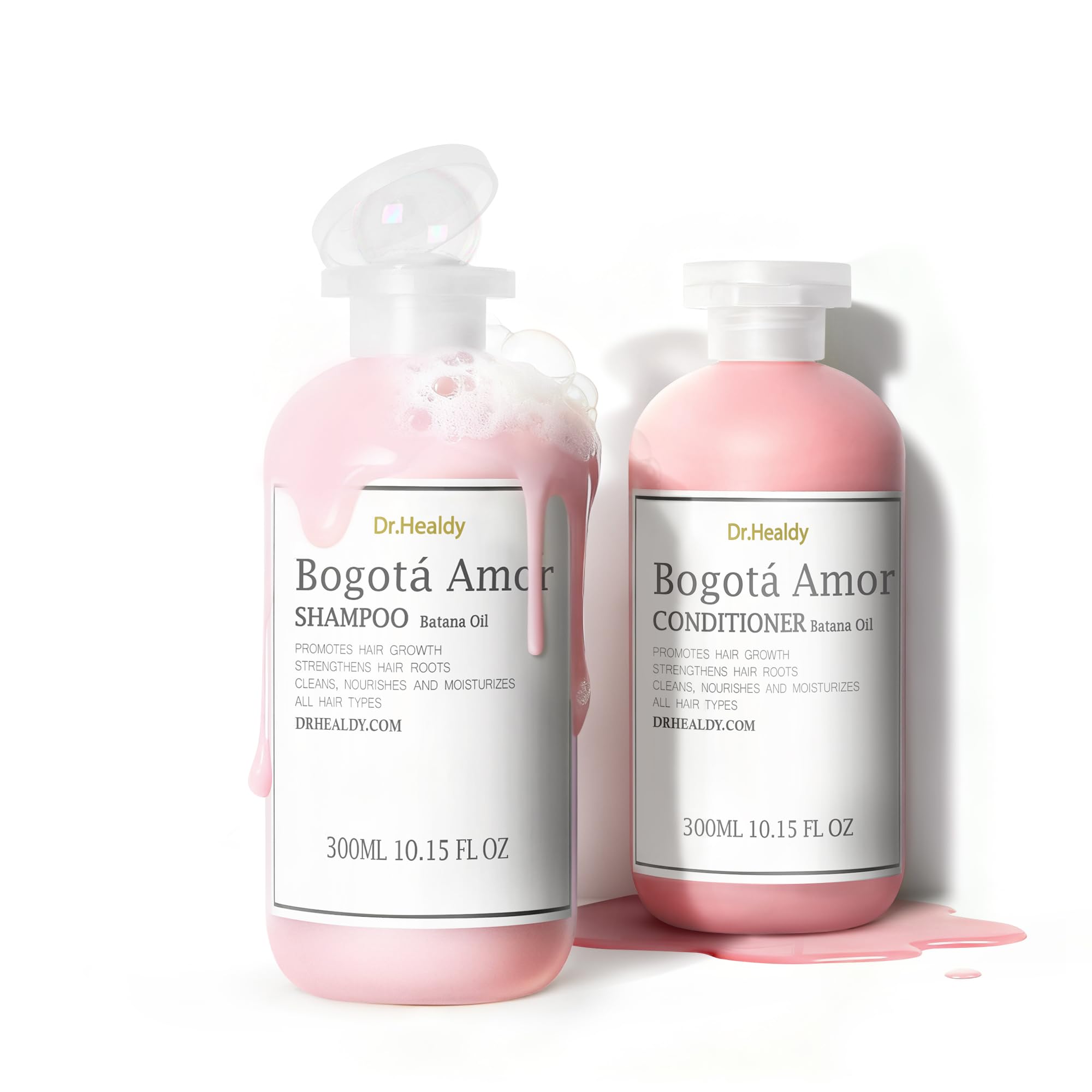 Dr. Healdy Moisturizing Shampoo bottle with pink rose fragrance for deep hydration