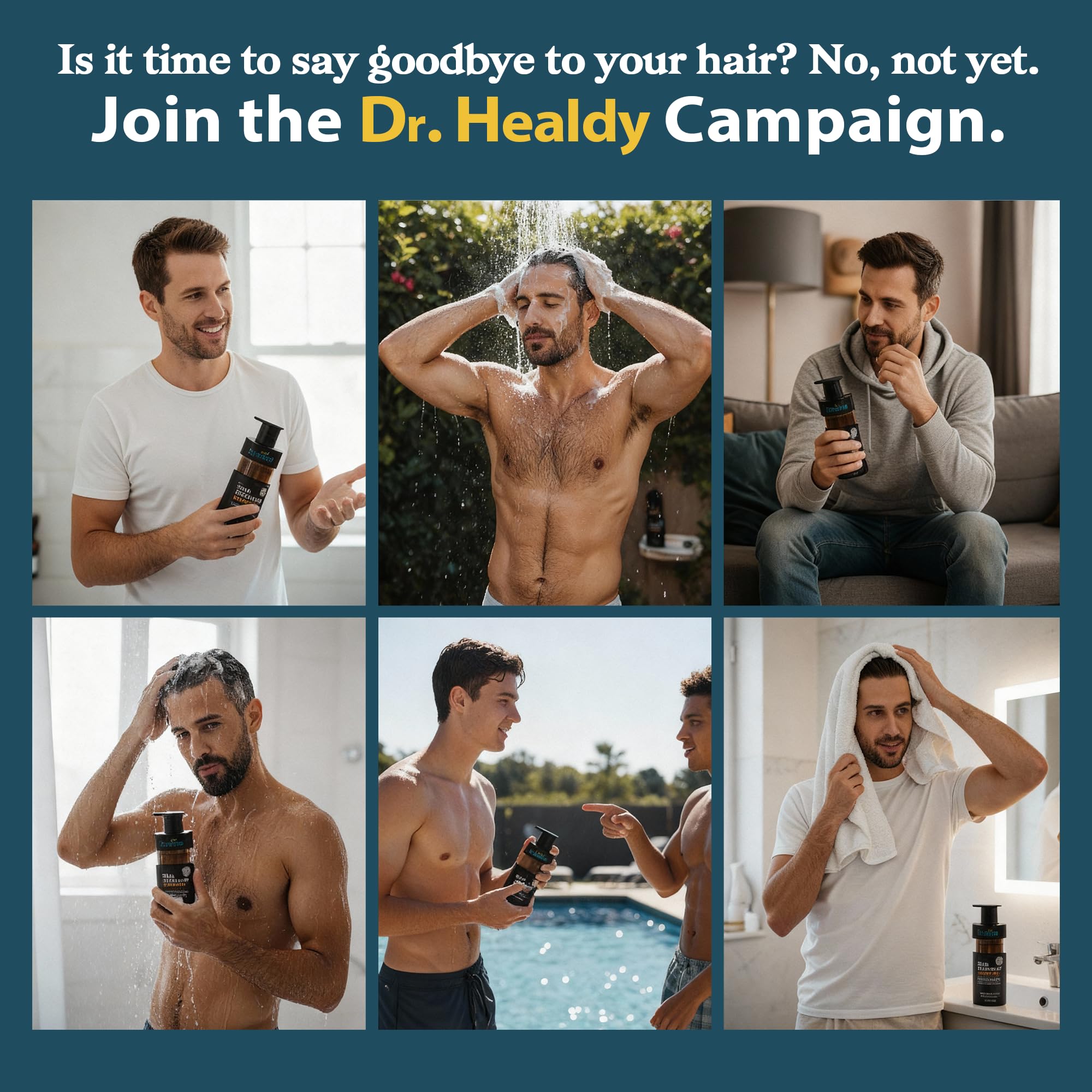 Man using Dr. Healdy Root Activator Shampoo in daily routine
