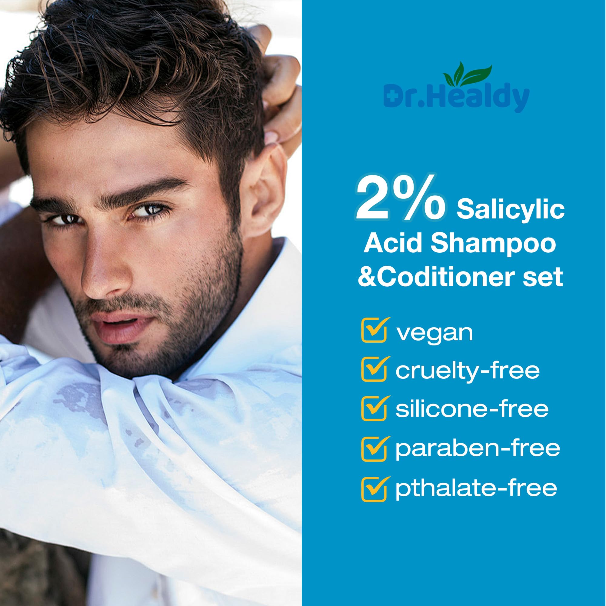 Dr Healdy shampoo lather close-up for a refreshing wash.