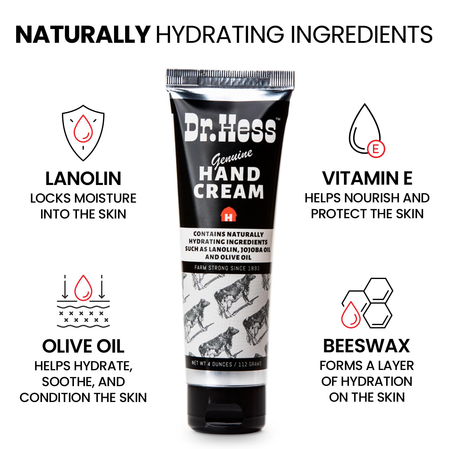 Dr. Hess Hand Cream in use on dry hands delivering quick-absorbing hydration