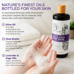 DR.JACOBS NATURALS African Black Soap-lavender-sage lather shows silky texture.
