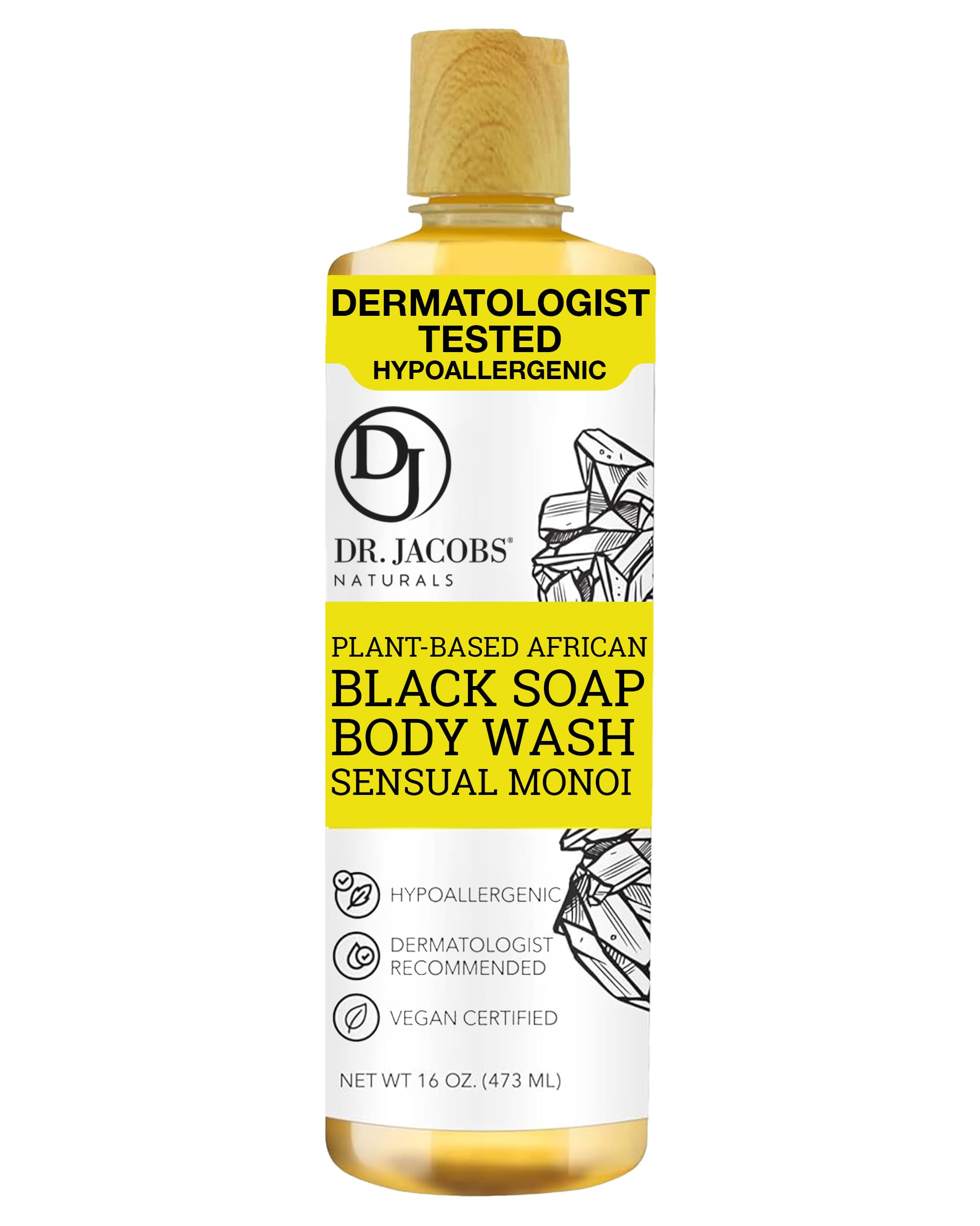 DR.JACOBS NATURALS African Black Liquid Soap bottle for versatile cleansing and moisture.