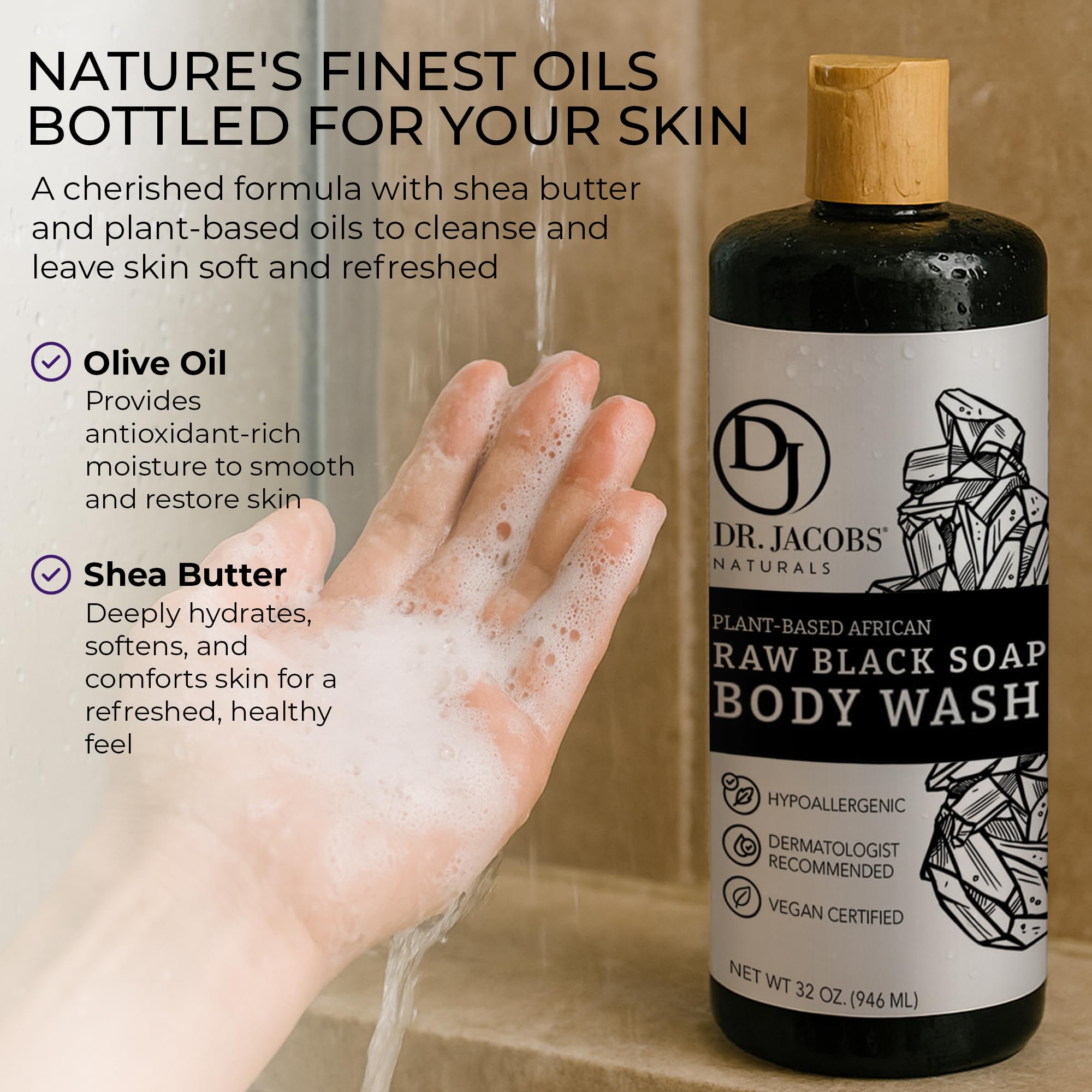 Texture closeup of DR.JACOBS NATURALS african black soap for gentle cleansing
