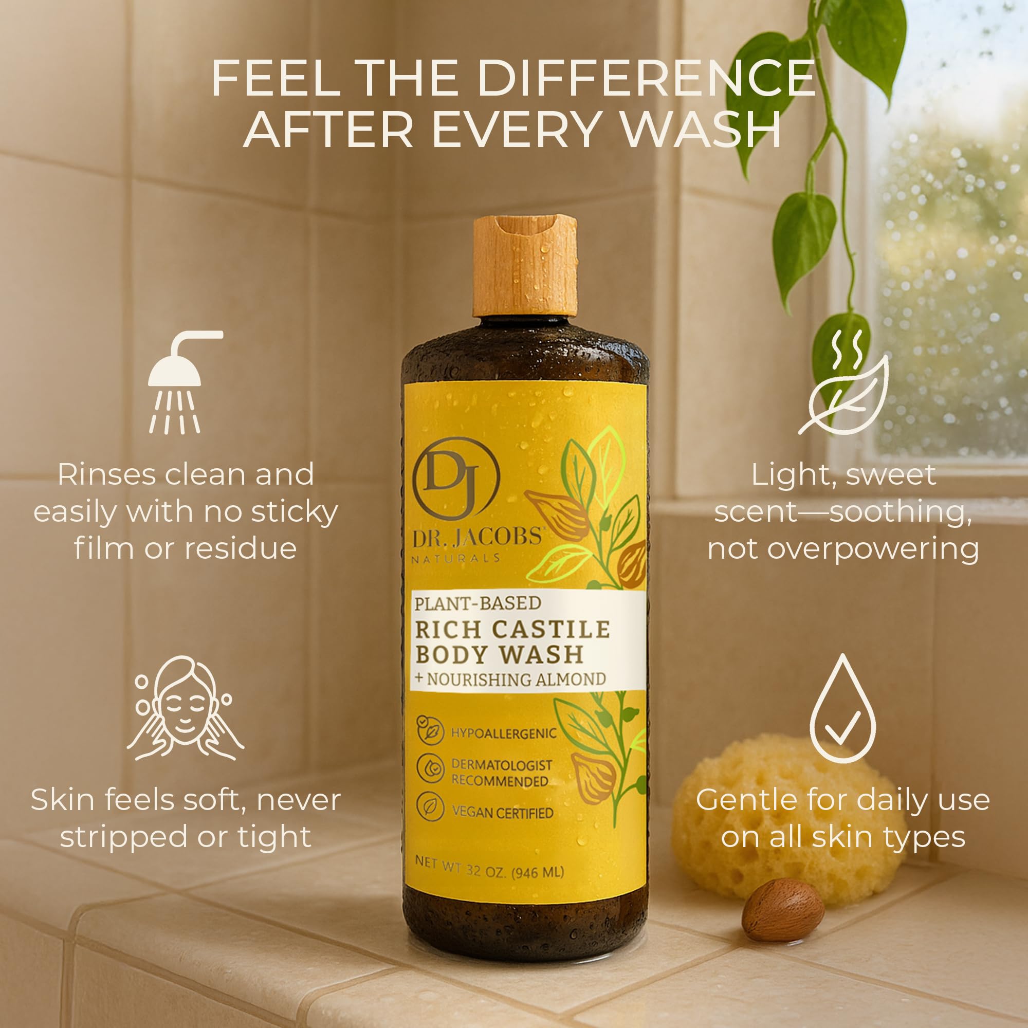 Aloe vera and vitamin E in DR.JACOBS NATURALS almond castile soap.