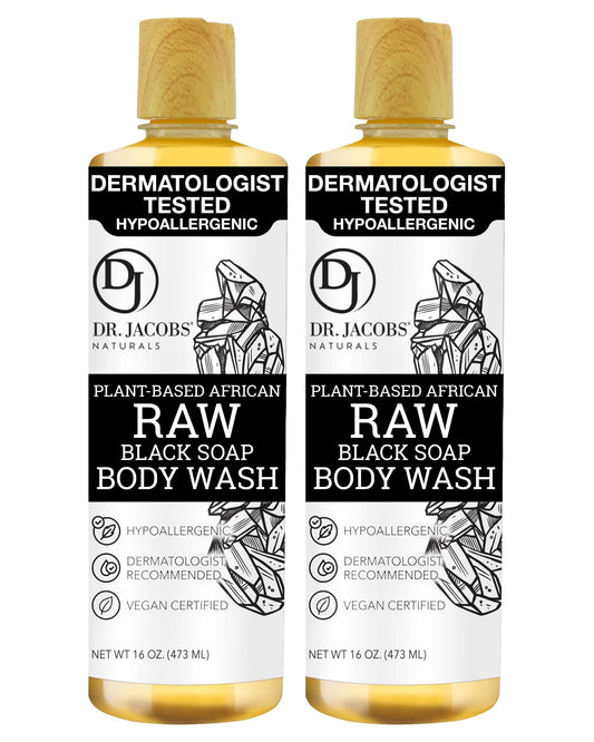 DR.JACOBS NATURALS African Black Soap bottle pour for a refreshing cleanse