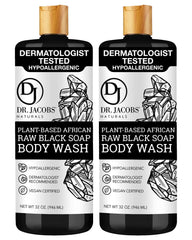 DR.JACOBS NATURALS authentic african raw black soap 2pk front label highlights natural ingredients