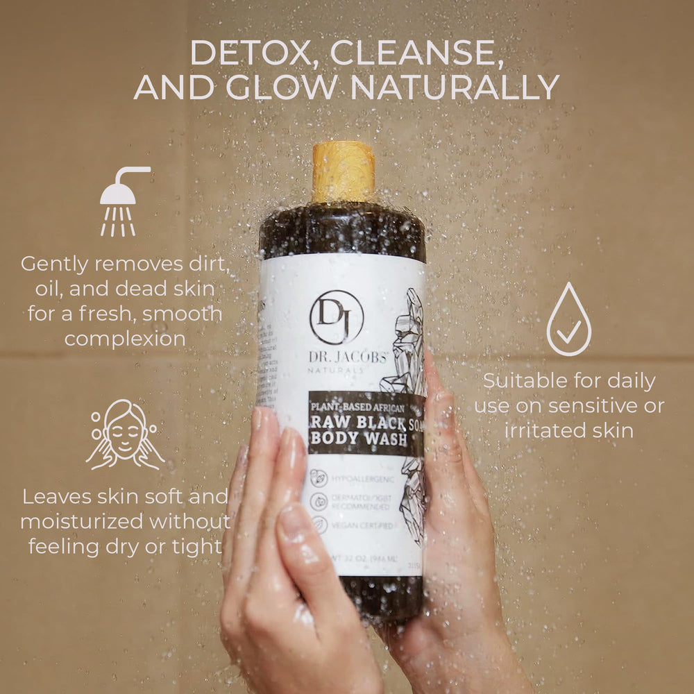Foamy lather closeup of DR.JACOBS NATURALS black soap for pampering cleansing