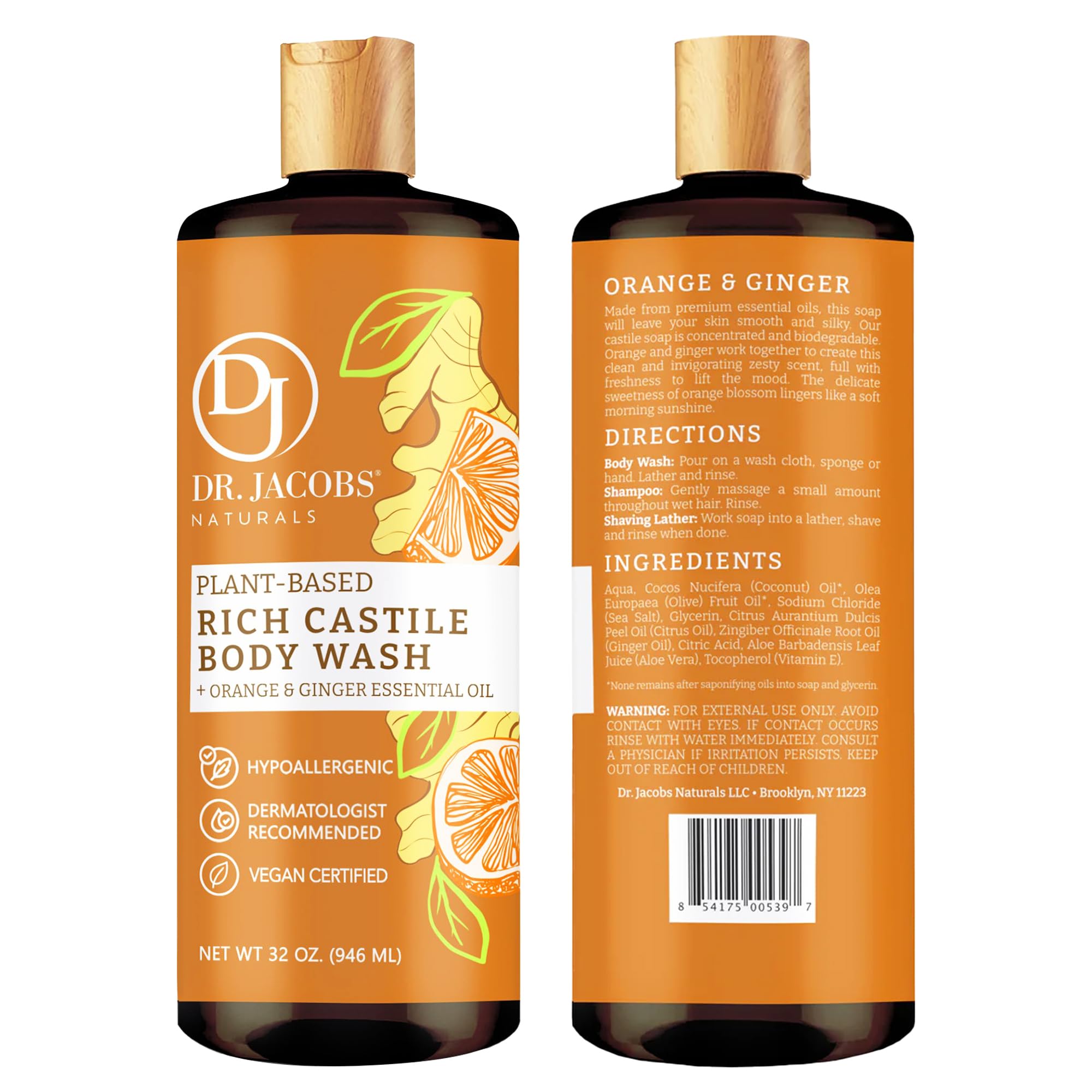 Dr. Jacobs Naturals liquid body wash pump bottle for gentle cleansing on sensitive skin