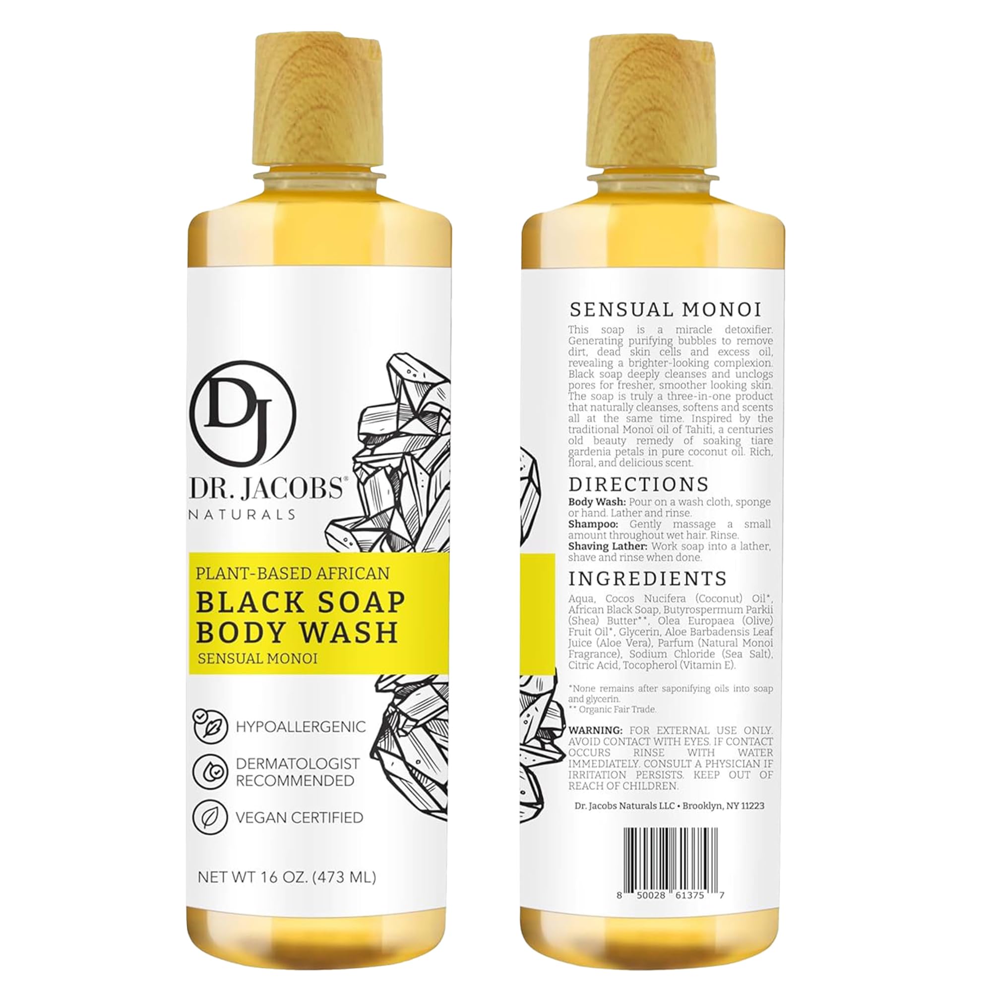 DR.JACOBS NATURALS Monoi scent pour releases calming aroma during shower.