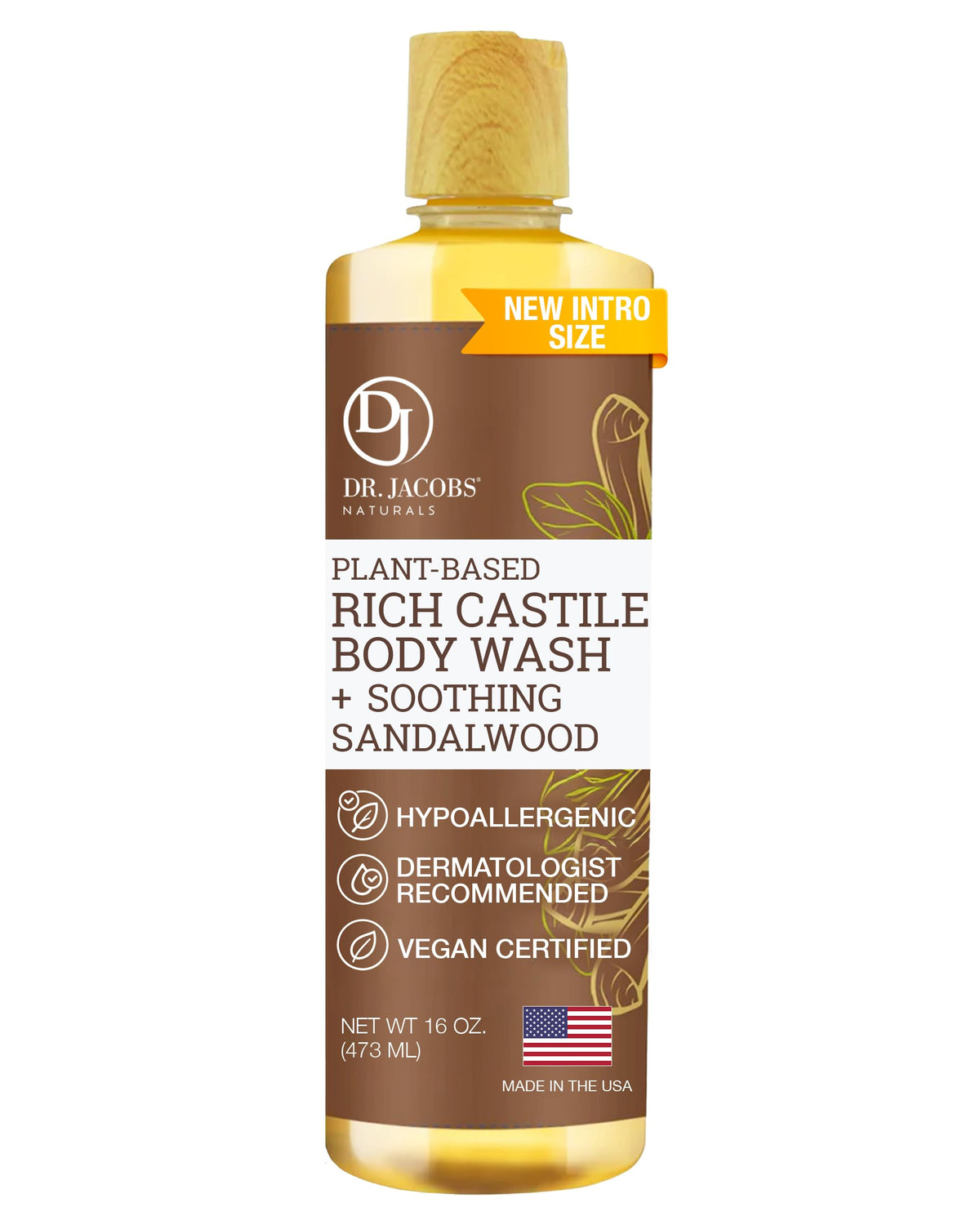Dr. Jacobs Naturals sandalwood castile soap bottle for gentle cleanse