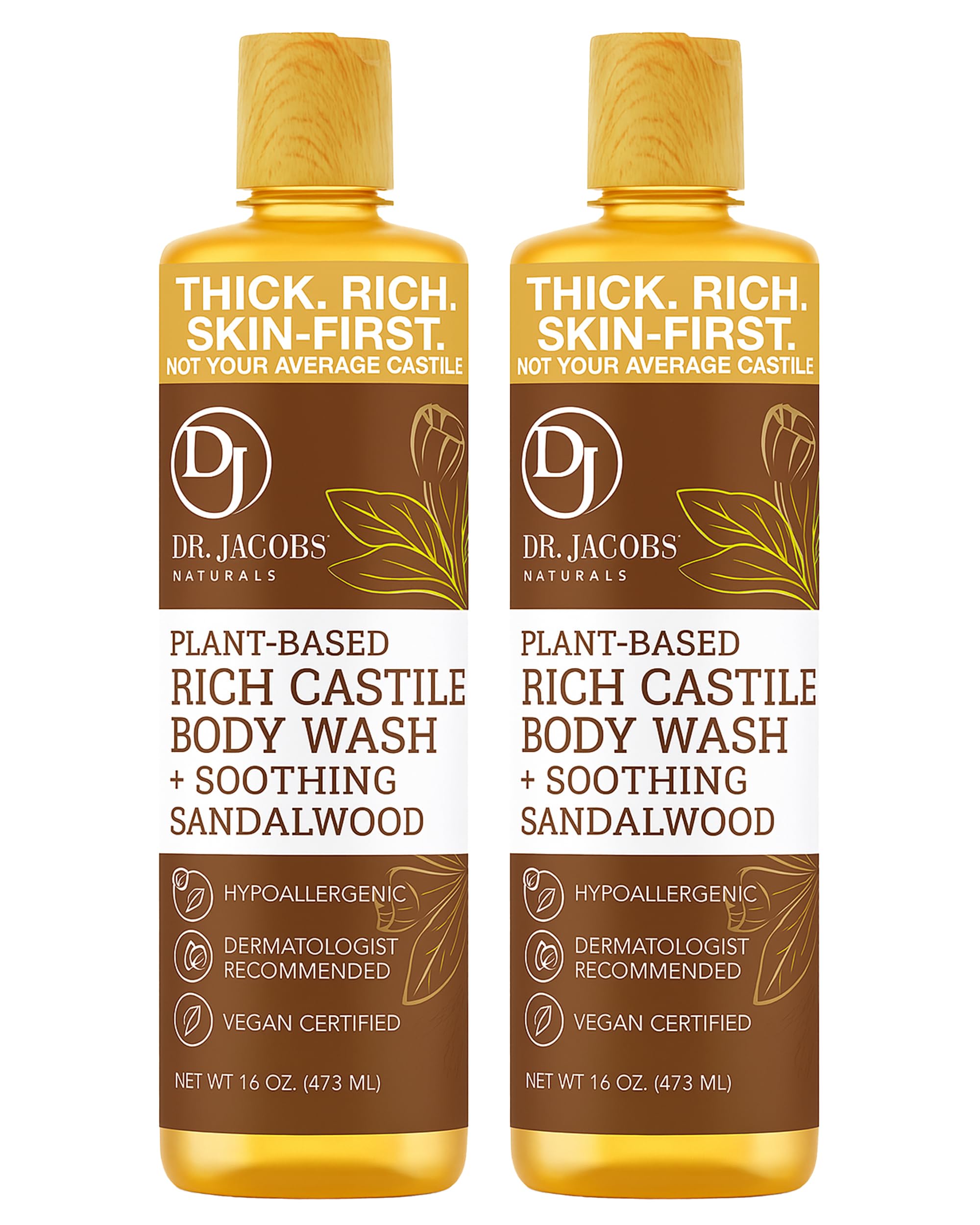 DR.JACOBS NATURALS Pure Castile Soap bottle offers a rich, moisturizing cleanse.