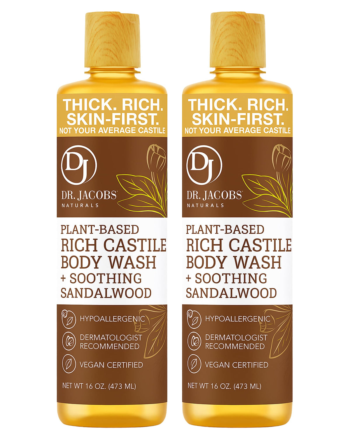 DR.JACOBS NATURALS Pure Castile Soap bottle offers a rich, moisturizing cleanse.