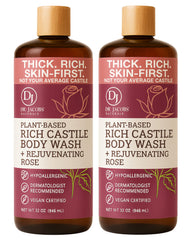 Dr. Jacobs Naturals Rose Castile Soap bottle front view, hydrating formula.