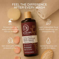 Dr. Jacobs Naturals Rose Castile Soap close-up on calming rose fragrance.