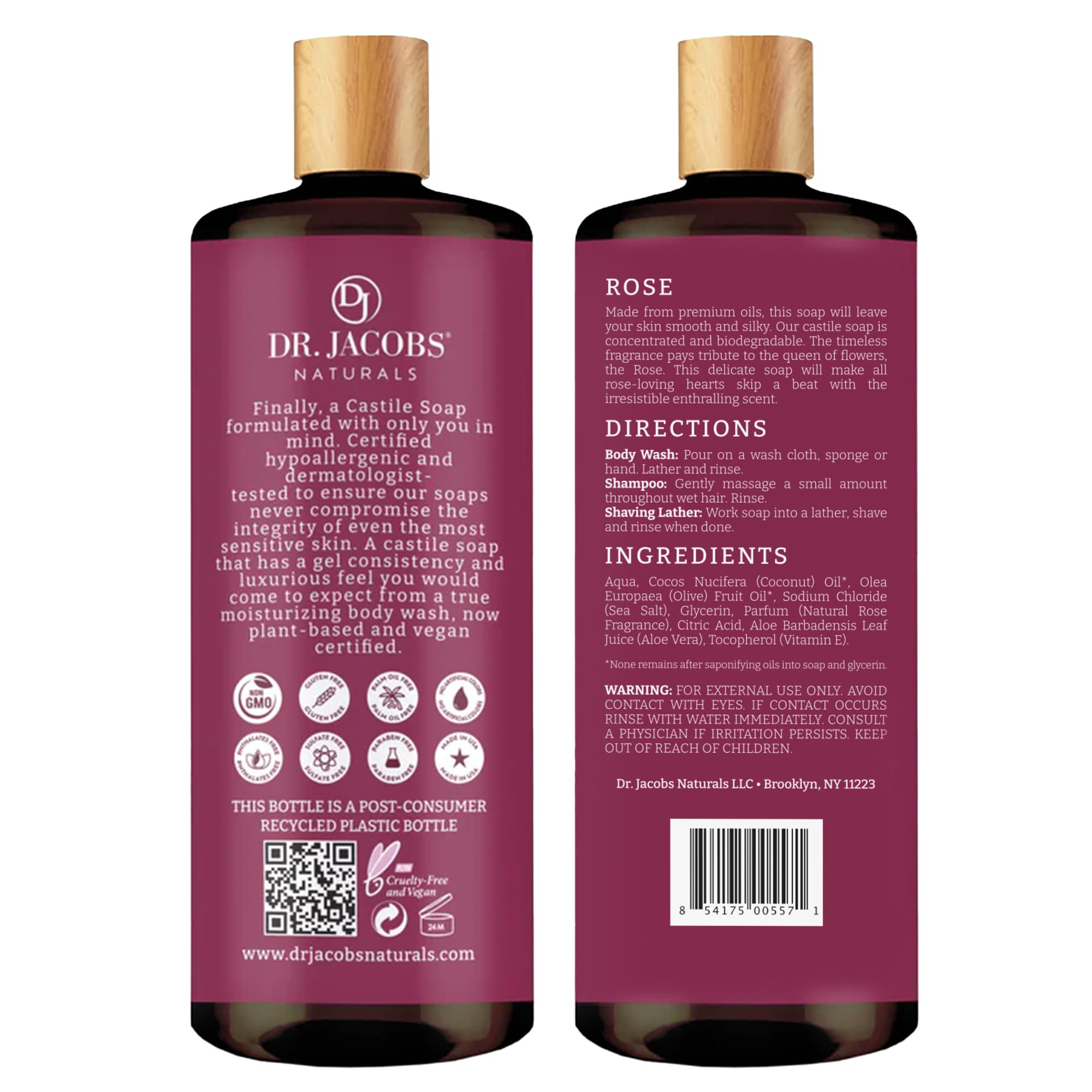 Dr. Jacobs Naturals Rose Castile Soap lather for a refreshing cleanse.
