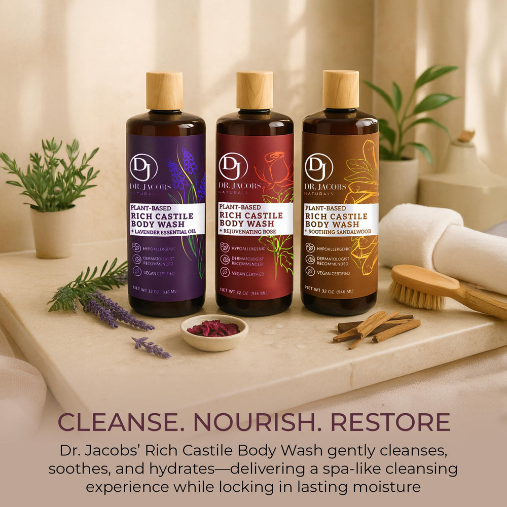 Dr. Jacobs Naturals Rose Castile Soap shower scene with creamy lather.