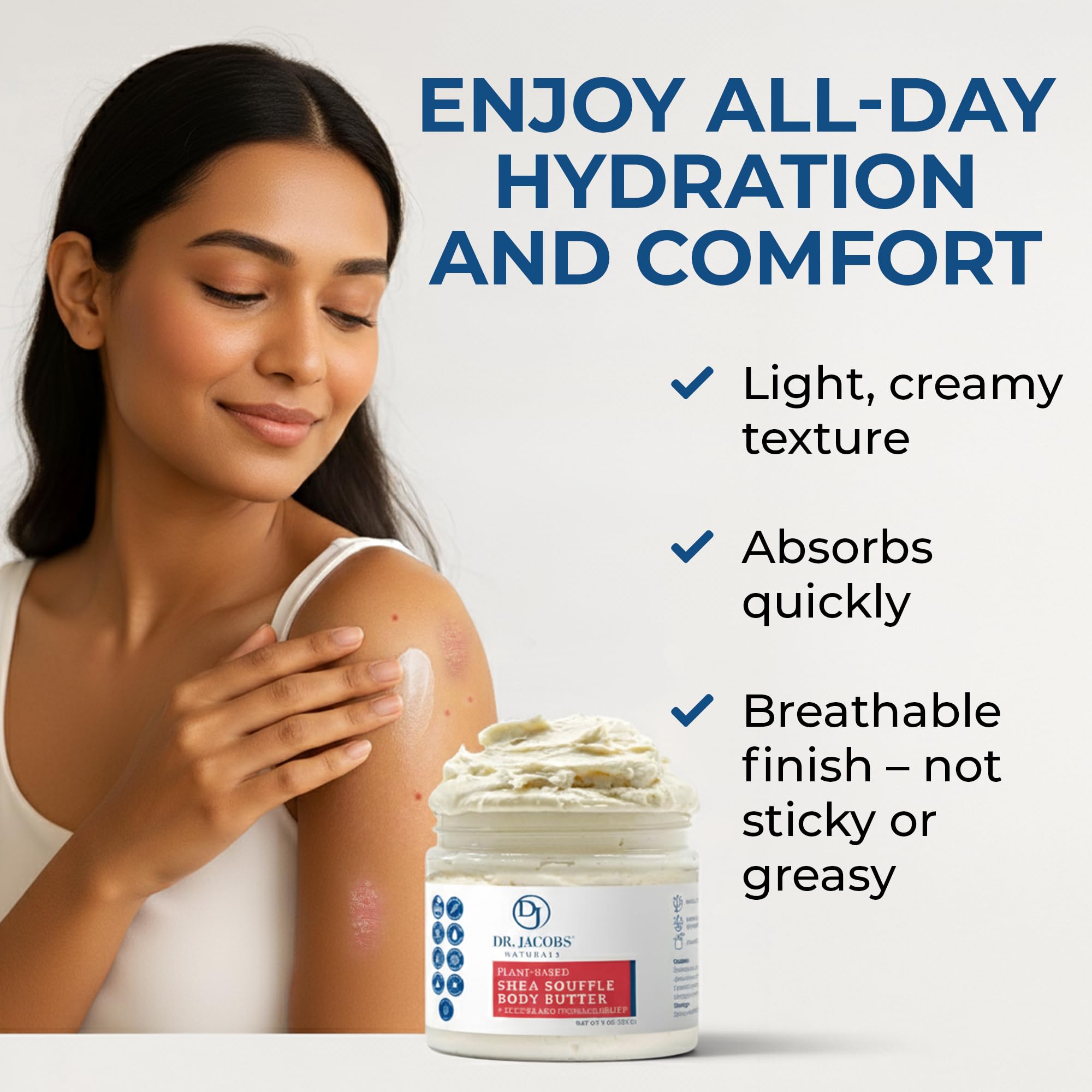 Shea butter application on arm demonstrates smooth glide and quick absorption