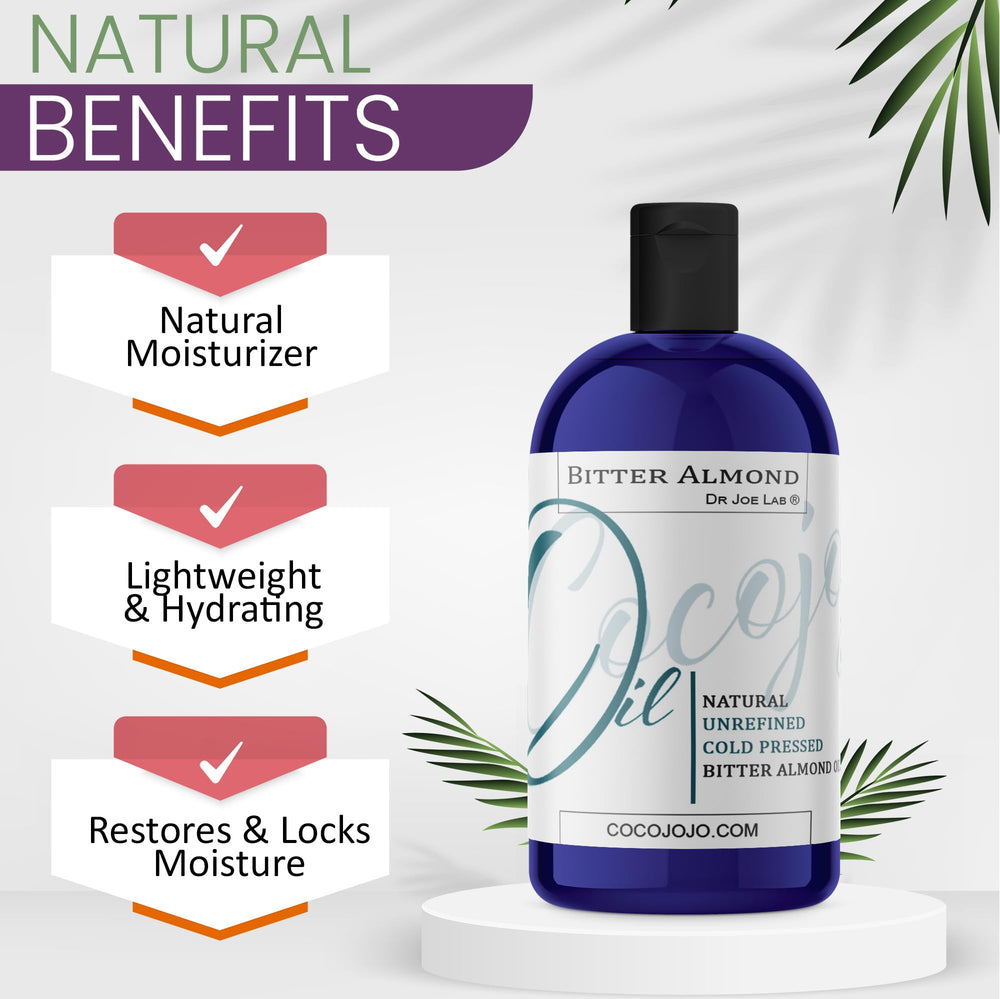 Dr Joe Lab Bitter Almond Oil packaging varies but remains additive-free.