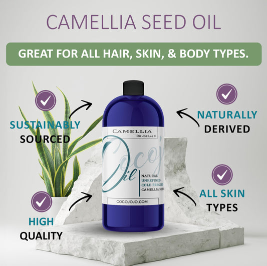 Dr Joe Lab Camellia Seed Oil pour spout for easy daily application.