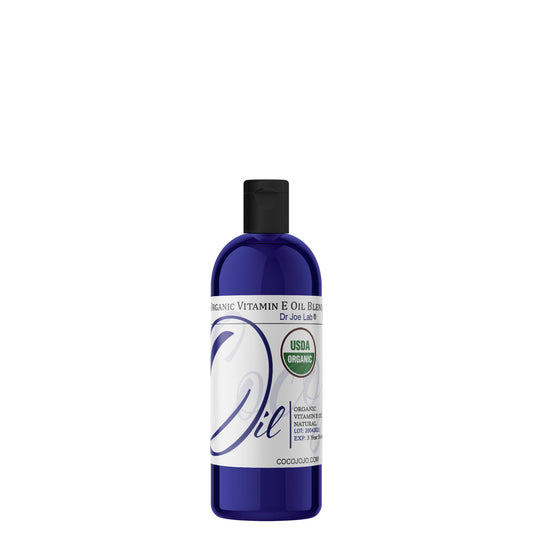 Dr Joe Lab Organic Vitamin E Oil bottle close-up showing premium packaging for skin care