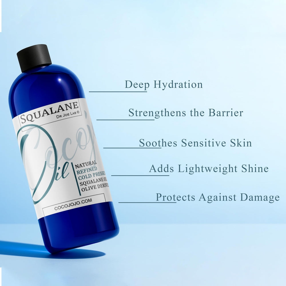 Close-up of Dr Joe Lab Squalane Oil texture reveals silky, lightweight feel