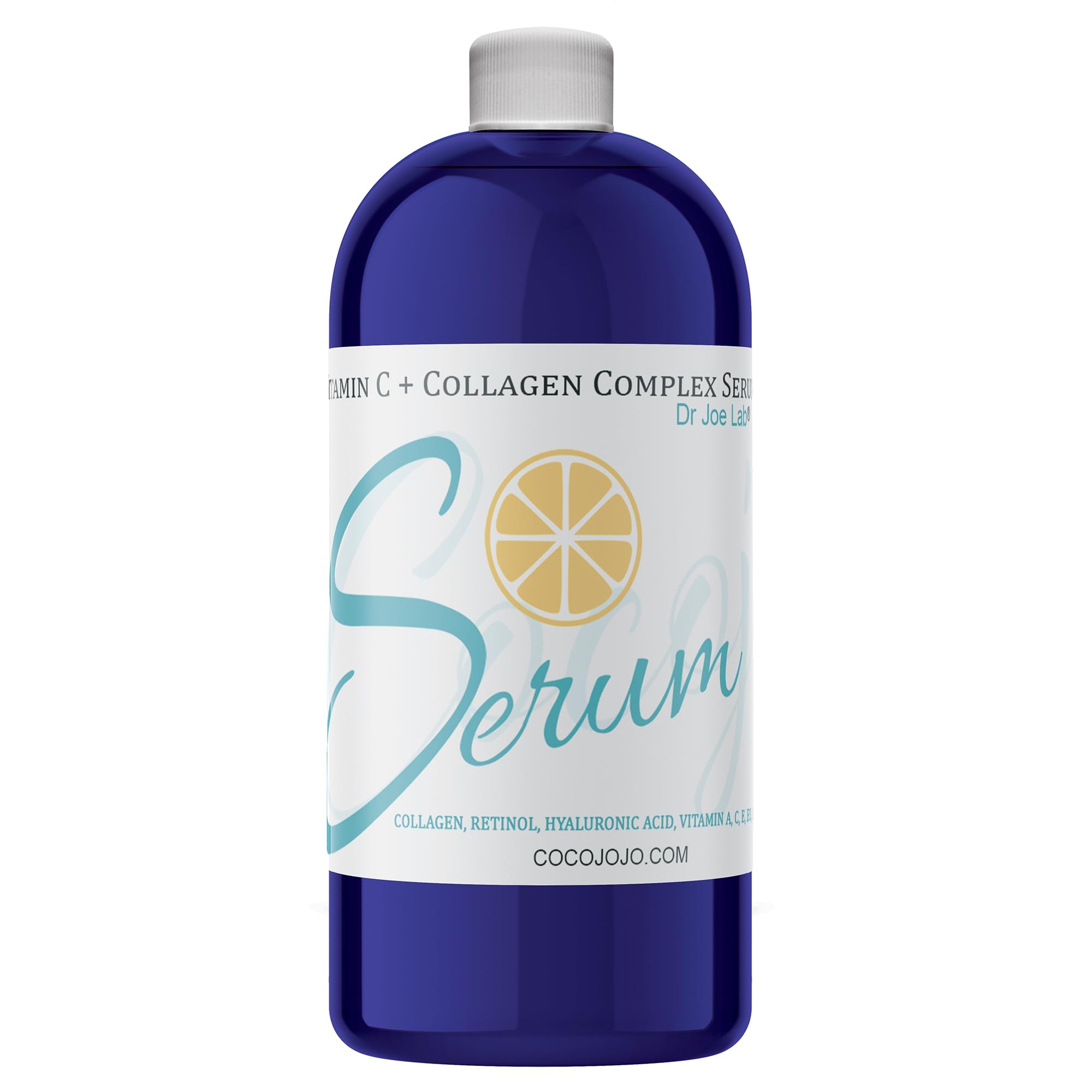 Dr Joe Lab Vitamin C & Collagen Serum bottle on vanity for daily hydration.