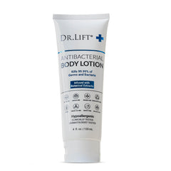 DR. LIFT antibacterial body lotion packaging close-up showing lightweight formula