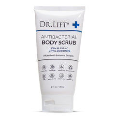 DR. LIFT antibacterial body scrub bottle shows refreshing, balanced skin after shower