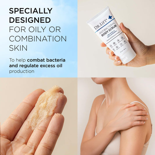 DR. LIFT body scrub texture closeup highlights fine salt granules for exfoliation