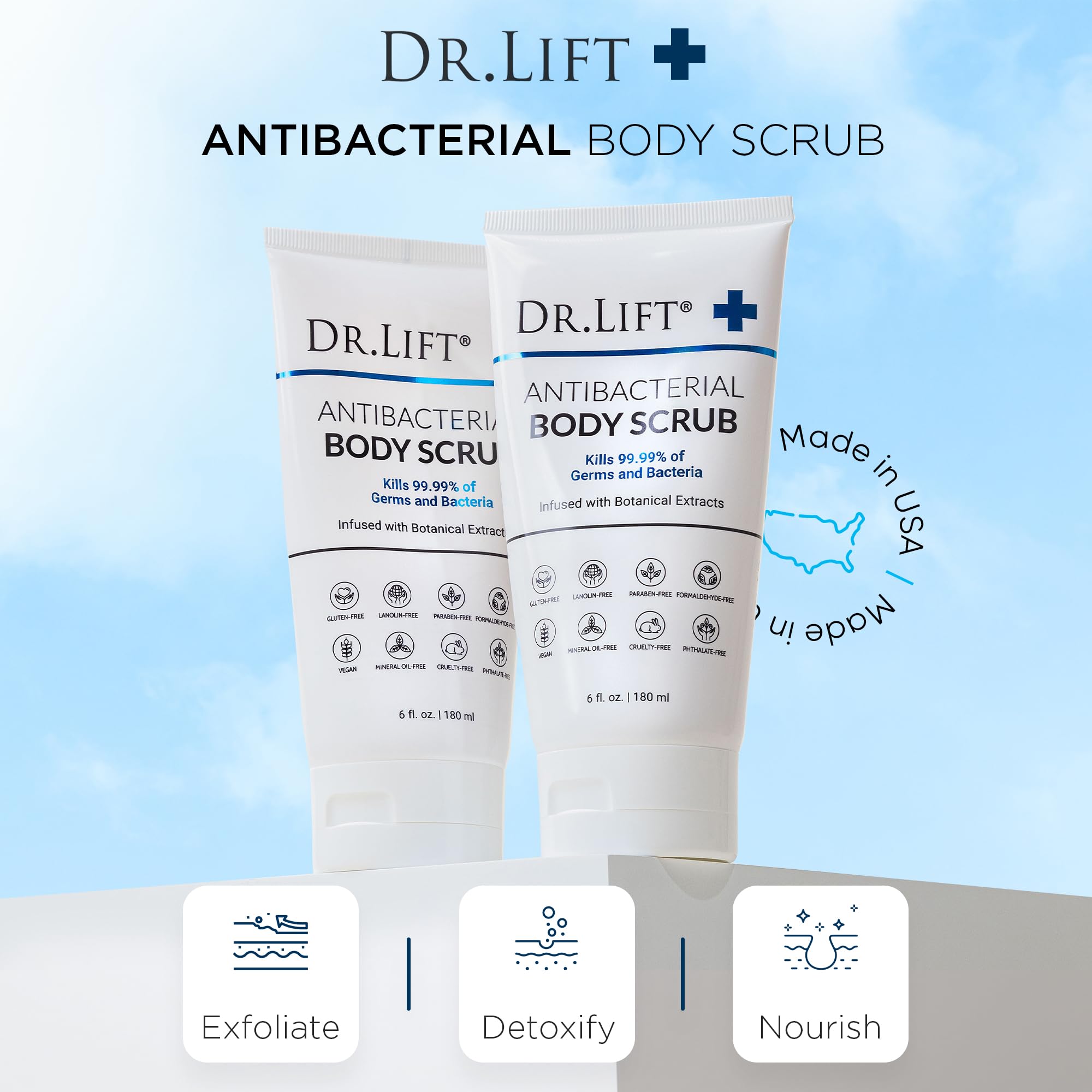 DR. LIFT vitamin E and A imagery implying antioxidant skin support