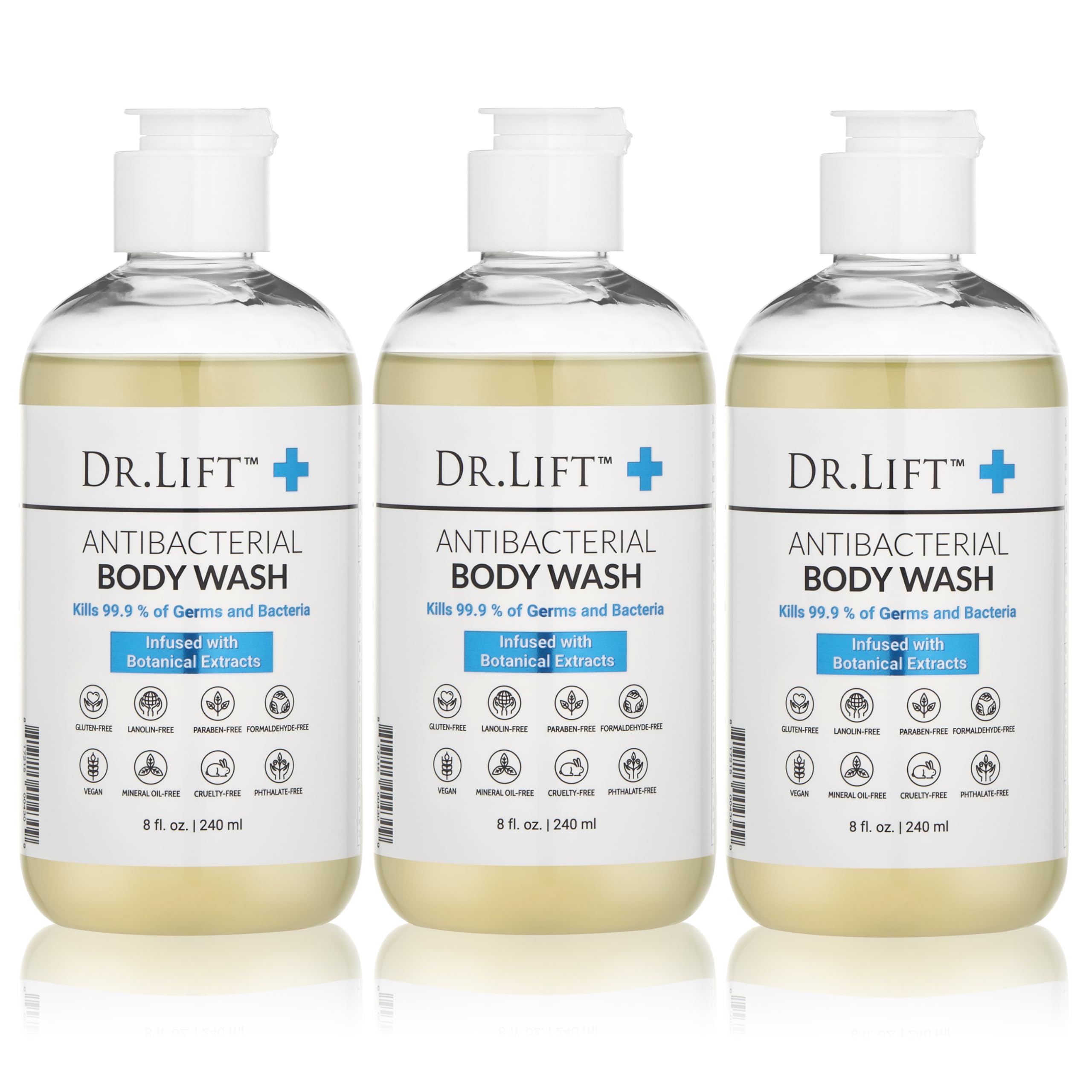 DR. LIFT antibacterial body wash 8oz bottle with gentle hydration
