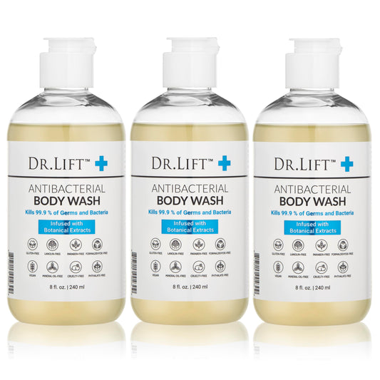 DR. LIFT antibacterial body wash 8oz bottle with gentle hydration