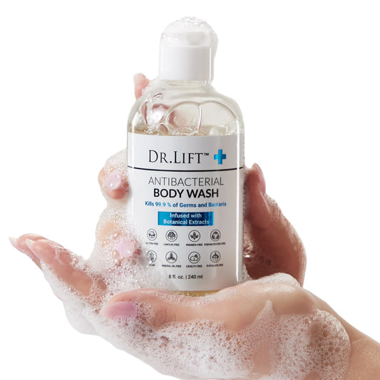 DR. LIFT label closeup emphasizing unscented formula for sensitive skin